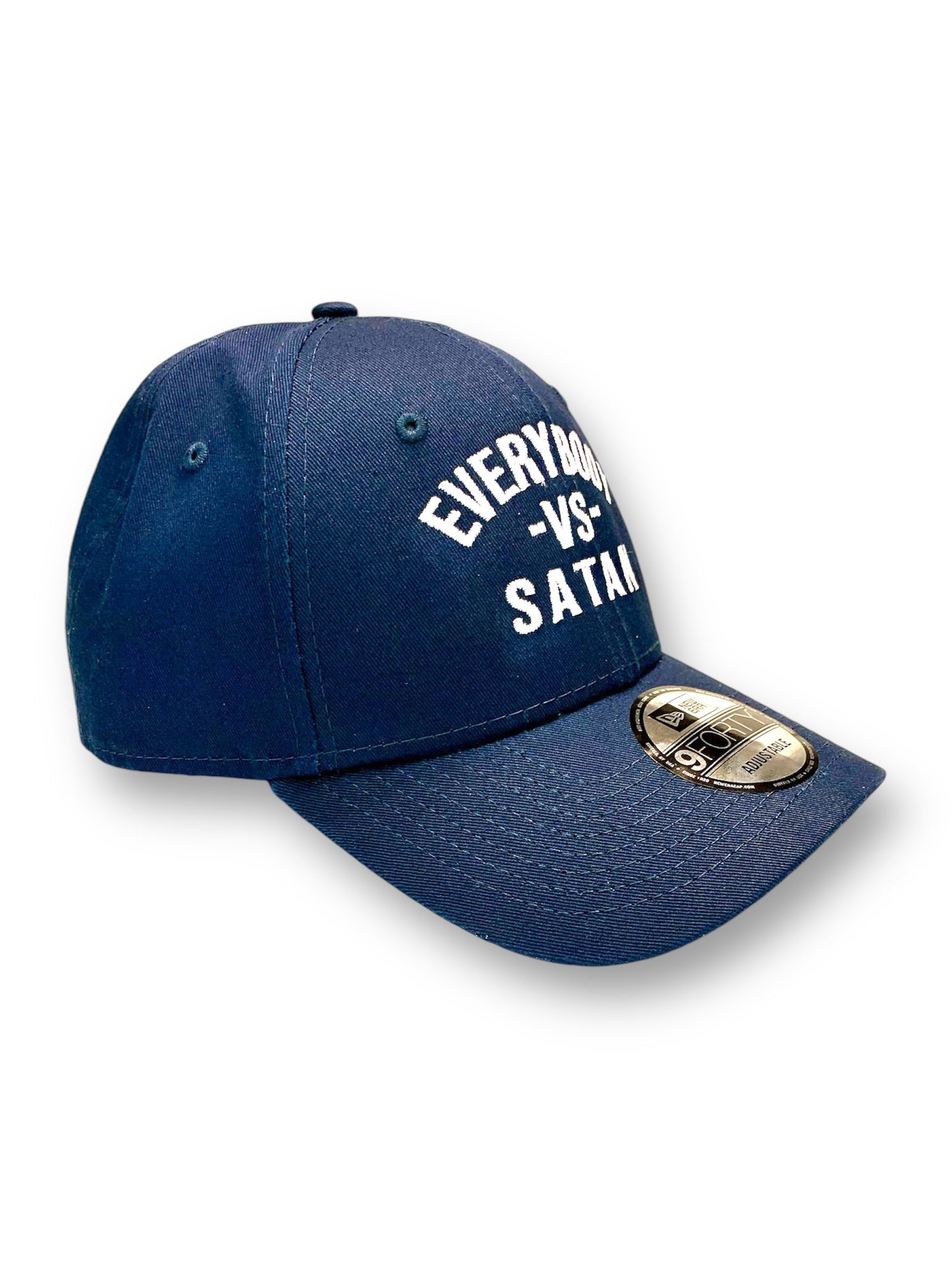 Everybody -Vs - Satan New Era Embroidered Navy & White Structured Cap