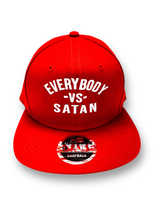 Everybody -Vs- Satan New Era Embroidered Red & White Flat Bill Snapback Cap