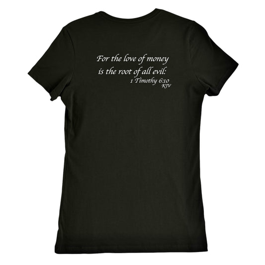 For The Love Of God Womens Black & White Slim-fit T Shirt