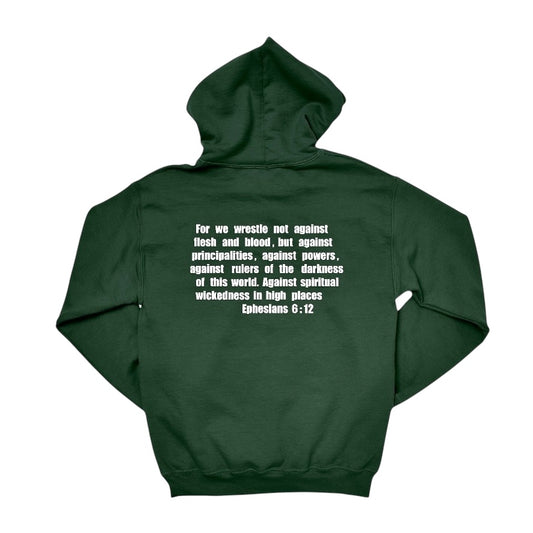 EVS Ephesians 6:12 Forest Green & White Hoodie
