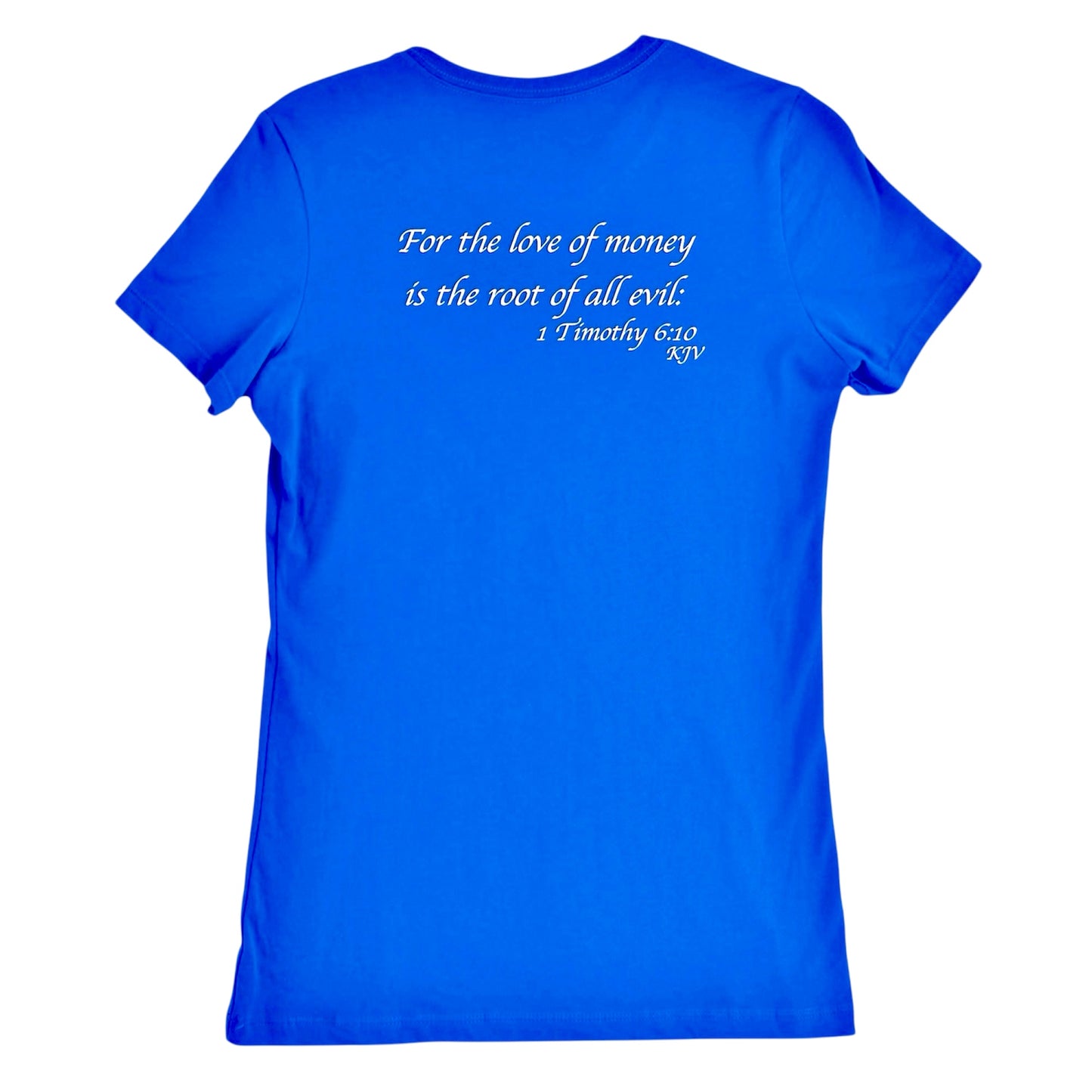 For The Love Of God Women's Royal Blue & White Slim-fit T- Shirt
