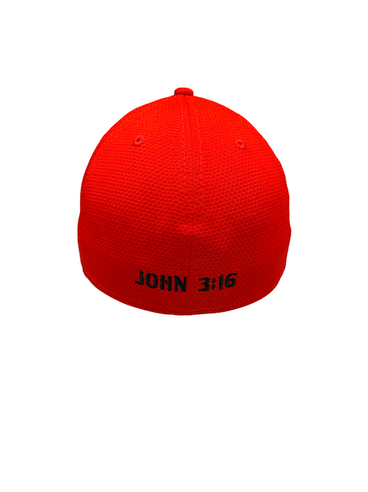 John 3:16 New Era Embroidered Red & Black Stretch Fit Cap