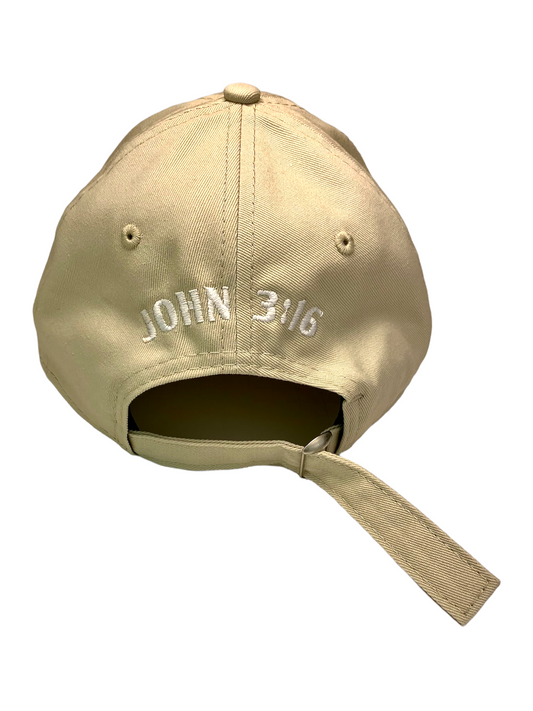 John 3:16 New Era Embroidered Stone & White Unstructured Cap