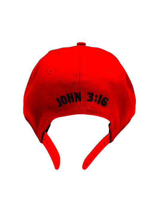 John 3:16 New Era Embroidered Red & Black Flat Bill Snapback Cap