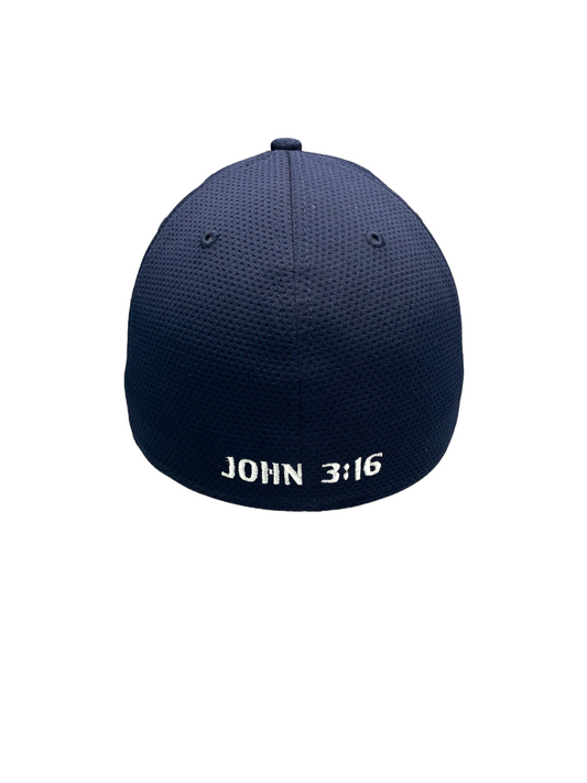 John 3:16 New Era Embroidered Navy & White Stretch Fit Cap