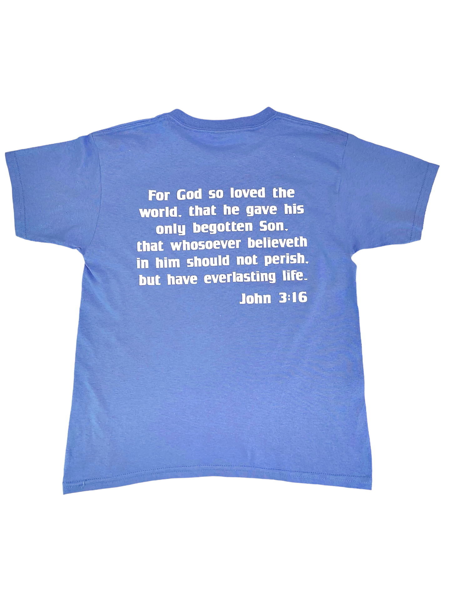 John 3:16 Carolina Blue & White Youth Tee