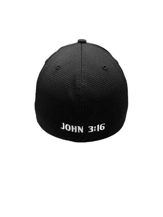 John 3:16 New Era Embroidered Black & White Stretch Fit Cap