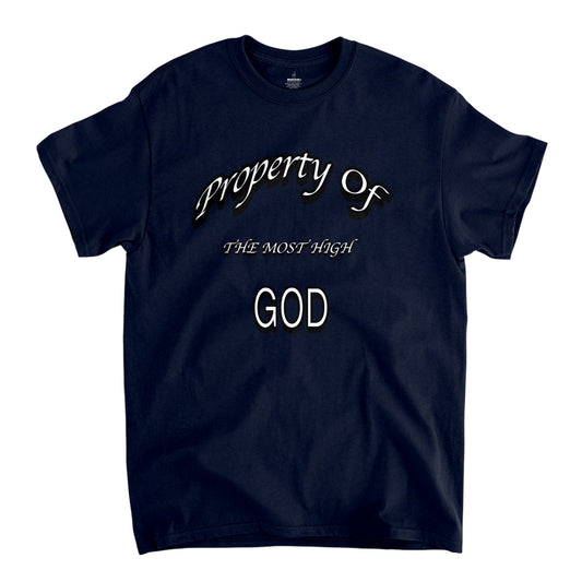 Property Of The Most High Navy Blue Unisex T-Shirt