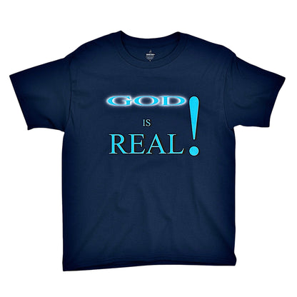 God Is Real Navy Youth Unisex T-shirt