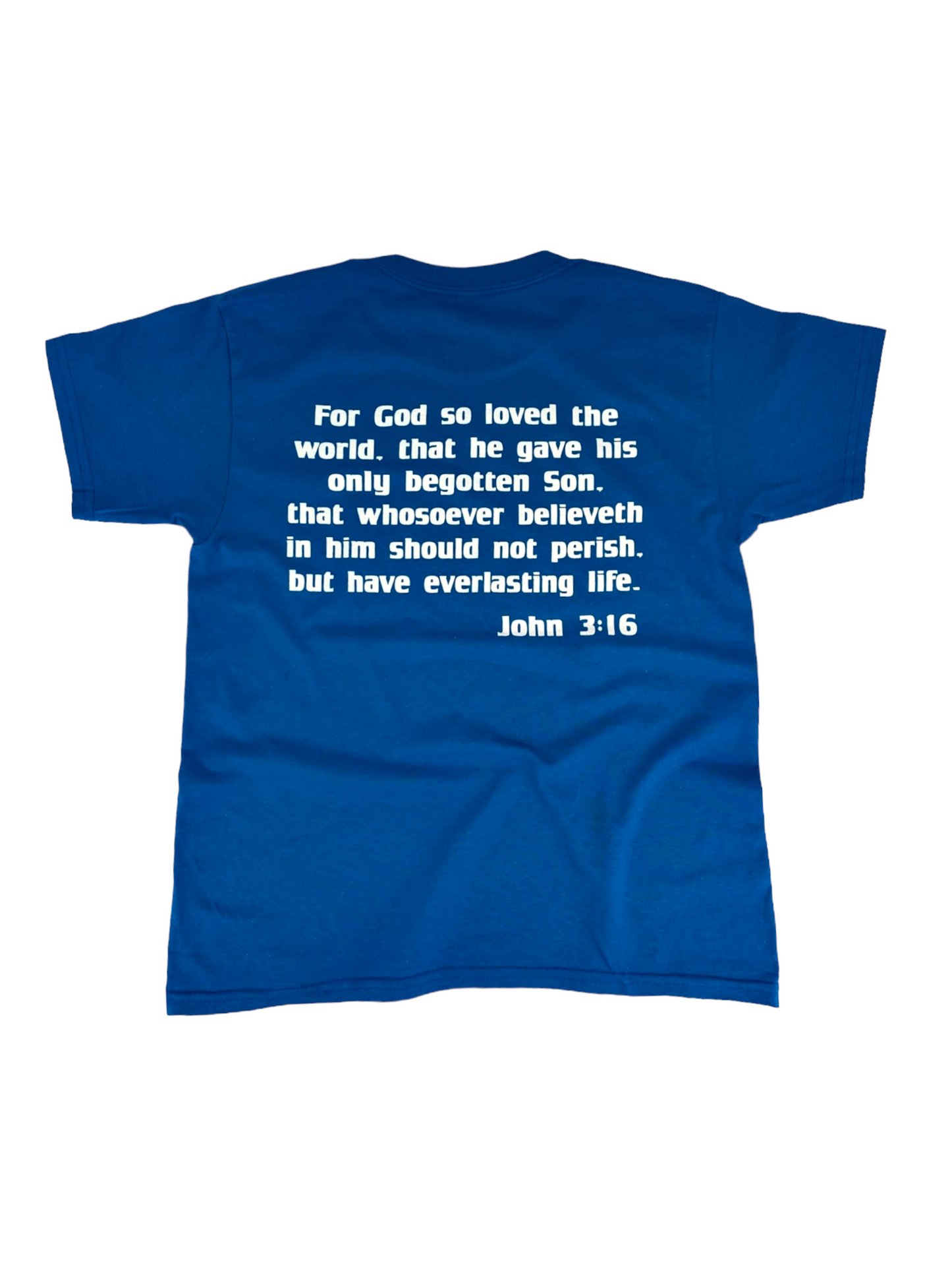 John 3:16 Neon Blue & White Youth Tee